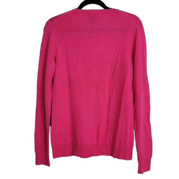 Lord‎ & Taylor 100% Cashmere Crew Neck Sweater Sz M Bright Pink Pullover Soft - Picture 2 of 5